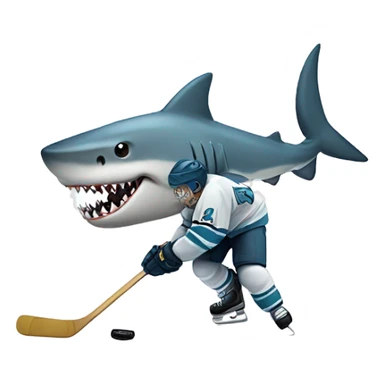 Shark playing hockey sticker