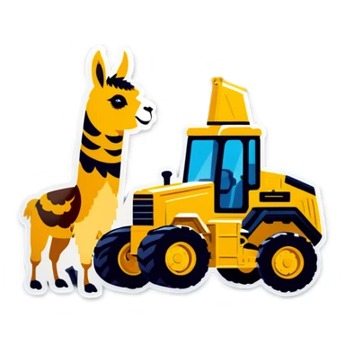 Llama working on a bulldozer  sticker