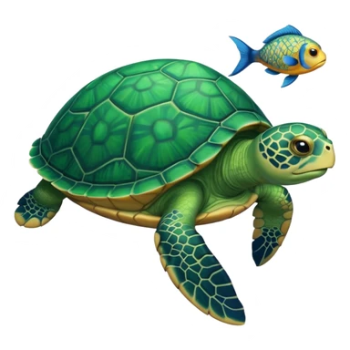 turtle with fish sticker