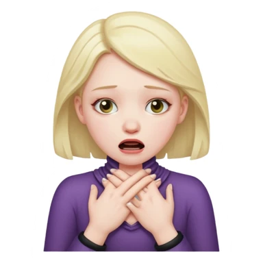 Girl choking them self dramatic  with both hands around their neck sticker