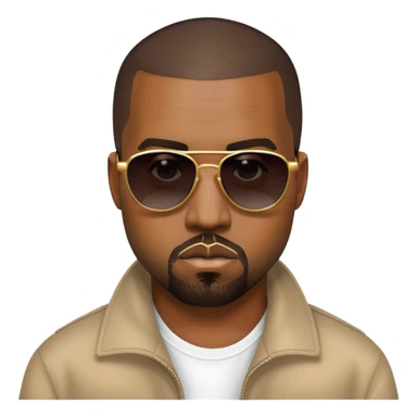 Kanye West with sunglasses and his signature look sticker