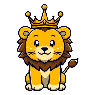 cute lion head with crown on top sticker