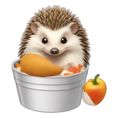 Hedgehog eating chicken bucket sticker