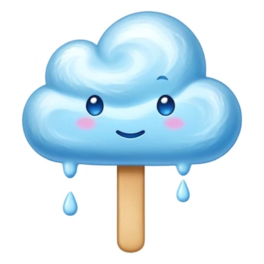 Blue glossy cotton candy cloud with shimmering sugar coating and lustrous shine sticker
