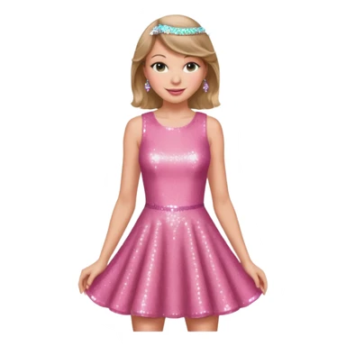 Taylor Swift smile in a sparkling pink dress sticker