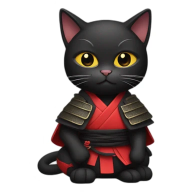 Black cat with samurai suit sticker
