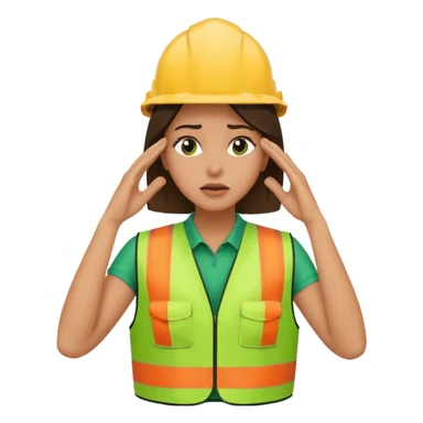 woman in green safety vest shaking head while face palming sticker