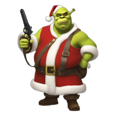 shrek as santa standing with gun sticker