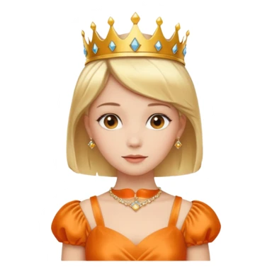 Princess in orange Dress with Tiara, short Blonde Hair sticker