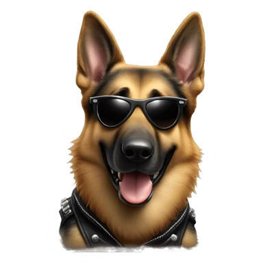 German shepherd wearing sun glasses riding a Harley Davidson sticker