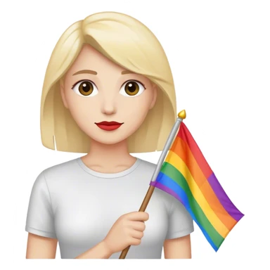 woman with lgbt flag sticker
