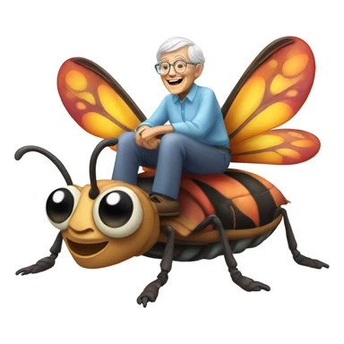 Old person riding a bug sticker