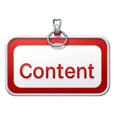Remove the cords, keep the classic red and white name tag with the word 'content' sticker