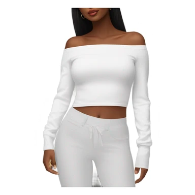 White off shoulder Long sleeve oversize crop top, isolated sticker