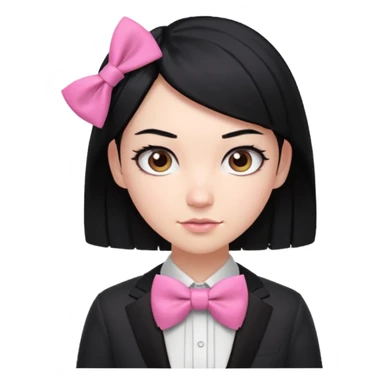 In A Clash Of Clans Aesthetic black hair woman with pink bowtie sticker
