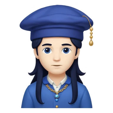 pale blueberry prince with long black hair blueberry hat and clothes sticker