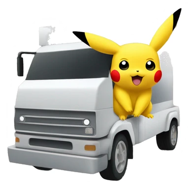 Pikachu inside truck with white bricks in the back sticker