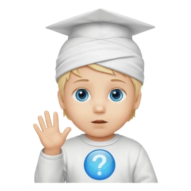 Caucasian blond hair blue eyed infant baby with a genius sign over it’s head sticker