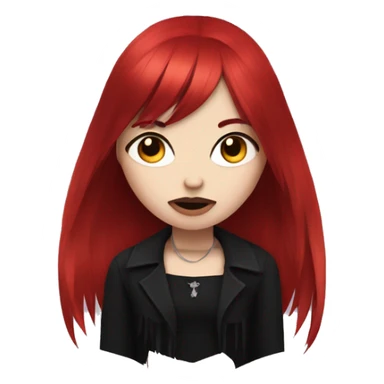 goth woman with red hair and v shaped fringe sticker