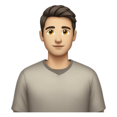 young caucasian man, dark brown hair, shaved sticker