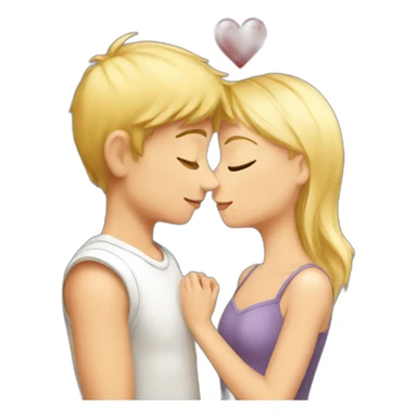 A blond boy who kisses a pretty blonde girl with a heart above their heads  sticker