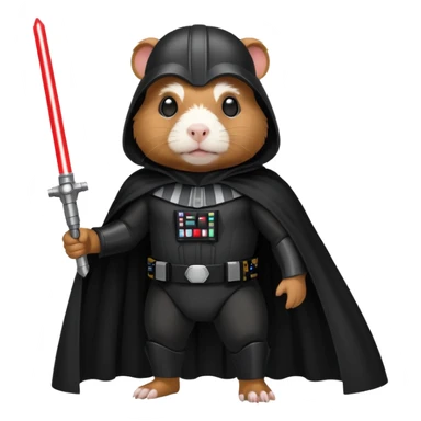 guinea pig as Darth Vader, full body, black suit and cape, bold graphic emoji style sticker