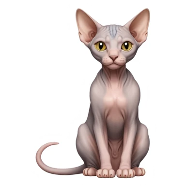 gray sphynx hairless cat full body sitting sticker