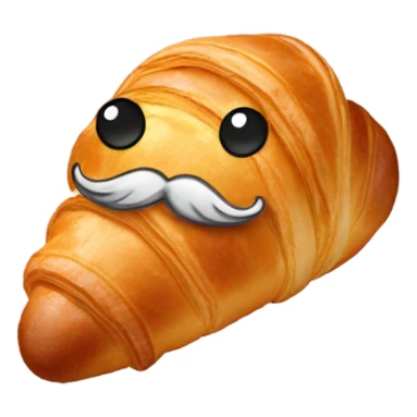 Croissant wearing shoes with a mustache  sticker
