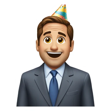 Excited Michael Scott with a party hat sticker