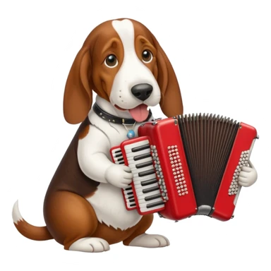 bassethound with accordeon sticker