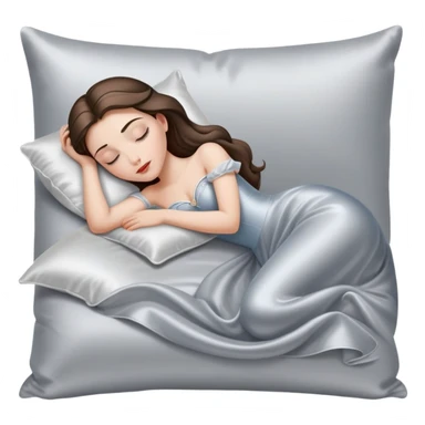 sleeping beauty brunette white girl with a silver silk pillow sticker
