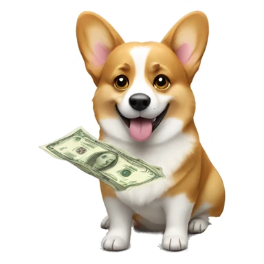 Corgi holding money sticker