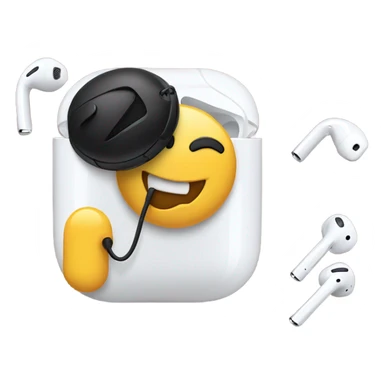 emoji listen music with airpods sticker