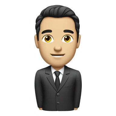 caucasian businessman black fluffy straight hair sticker