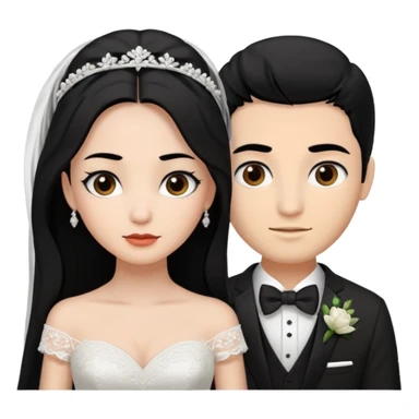 Bride with black hair black eyes and brown groom with black hair black eyes sticker