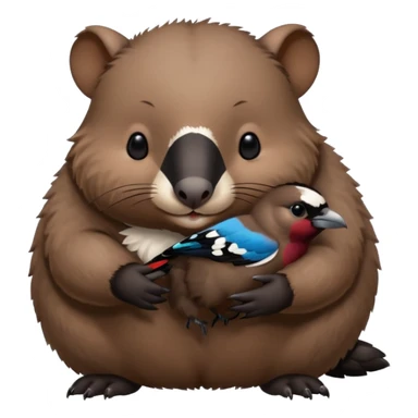 Wombat holding magpie sticker