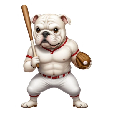 WHITE Bulldog playing baseball  sticker