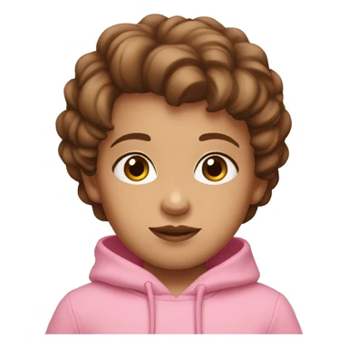 Toddler short brown eyes hair pink hoodie  sticker