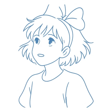 blue line ghibli style sticker