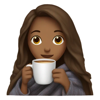 Brown hair Girl drinking coffee, with a cozy blanket sticker