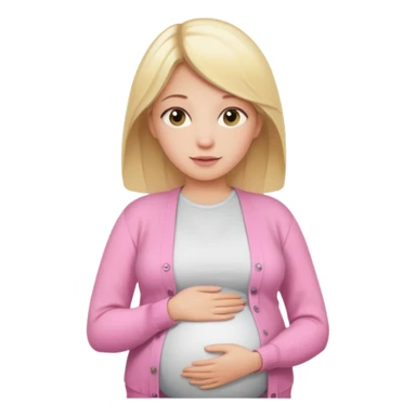 pregnant blonde with open belly, white top, and pink cardigenemoji  sticker