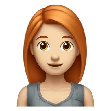 redhead white woman with medium long straight hair, saying ok sticker