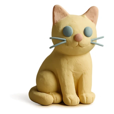 cat sitting, pastel colors, claymation style, visible fingerprints, soft lighting sticker