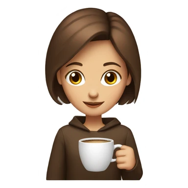 A girl with brown hair with a cup of coffee sticker