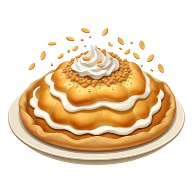 crispy Hungarian lángos being smashed with crumbs flying, fun and dynamic sticker