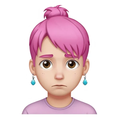  bun haired with earrings pink hair guy sad sticker