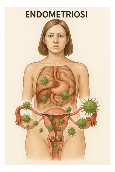 Donna che ha l'endometriosi per via dei parassiti alle parti intime. in italiano sticker