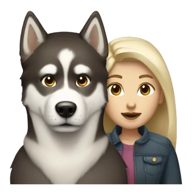 Blonde hair woman and dark brown hair white couple and a husky sticker