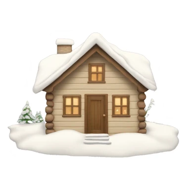 Beige winter cabin with snow sticker
