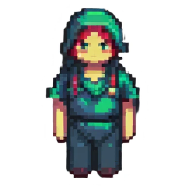 simple human character icon, pixel art style sticker